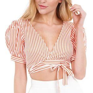 [For Love & Lemons] Selma Stripe Wrap Round top - Red
